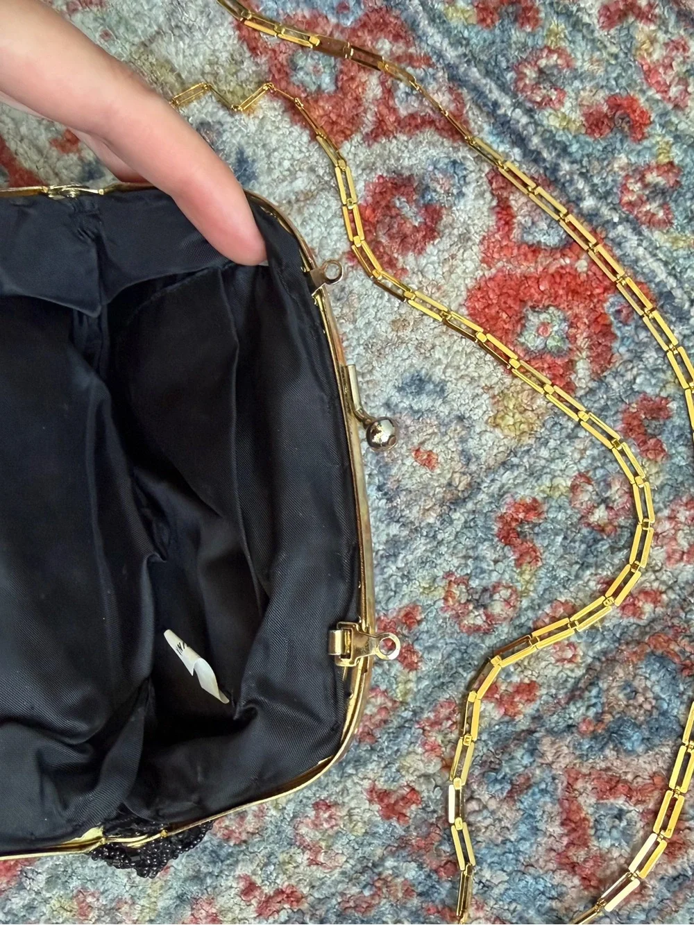 Vintage Beaded Black Evening Clutch
